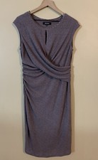 Nine West Stretch Purple Gray Pleated Knit Sheath Dress Sz 12