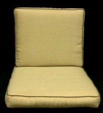 2 pc Frontgate Sorrento Dining Chair Box cushions pads outdoor 21x22 SESAME Gold