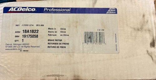 ACDelco Professional 18A1822 Rear Disc Brake Rotor ^ - Picture 2 of 2