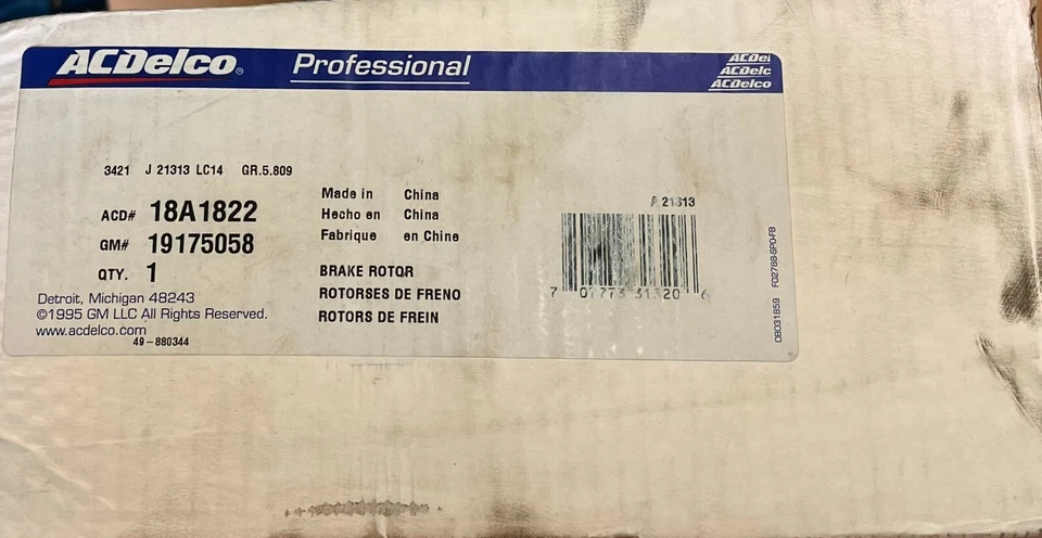 ACDelco Professional 18A1822 Rear Disc Brake Rotor ^ - Image 2 of 2
