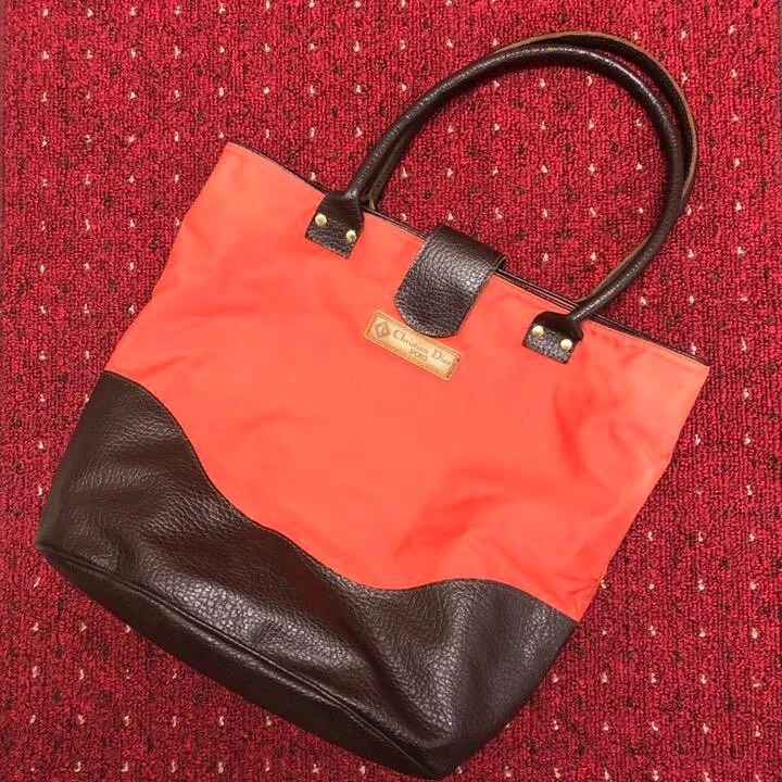 Authentique sac fourre tout Christian Dior sport vintage cuir coton toile