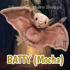 🤎 BATTY 🤎 1996 Ty Beanie Babies Mocha Brown BAT Halloween Baby *MWMT*