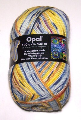 100g ball of OPAL HUNDERTWASSER Superwash 4ply Fingering Weight sock yarn #2105