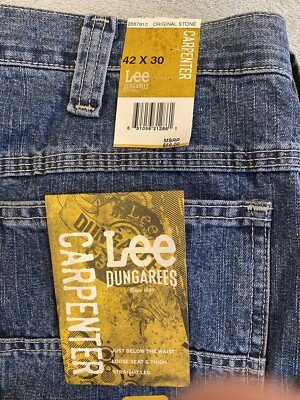 ルゥーシー リー Lee Men's Dungarees Straight Leg Loose 42x30 Cargo Carpenter Denim