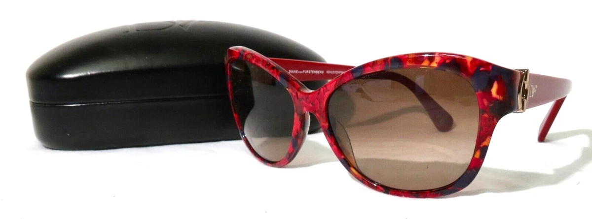 DVF Diane Von Furstenburg Designer Women\'s Oversized Sunglasses - Burgundy Diane von Furstenberg Red Sunglasses for Women for sale | eBay main image 2