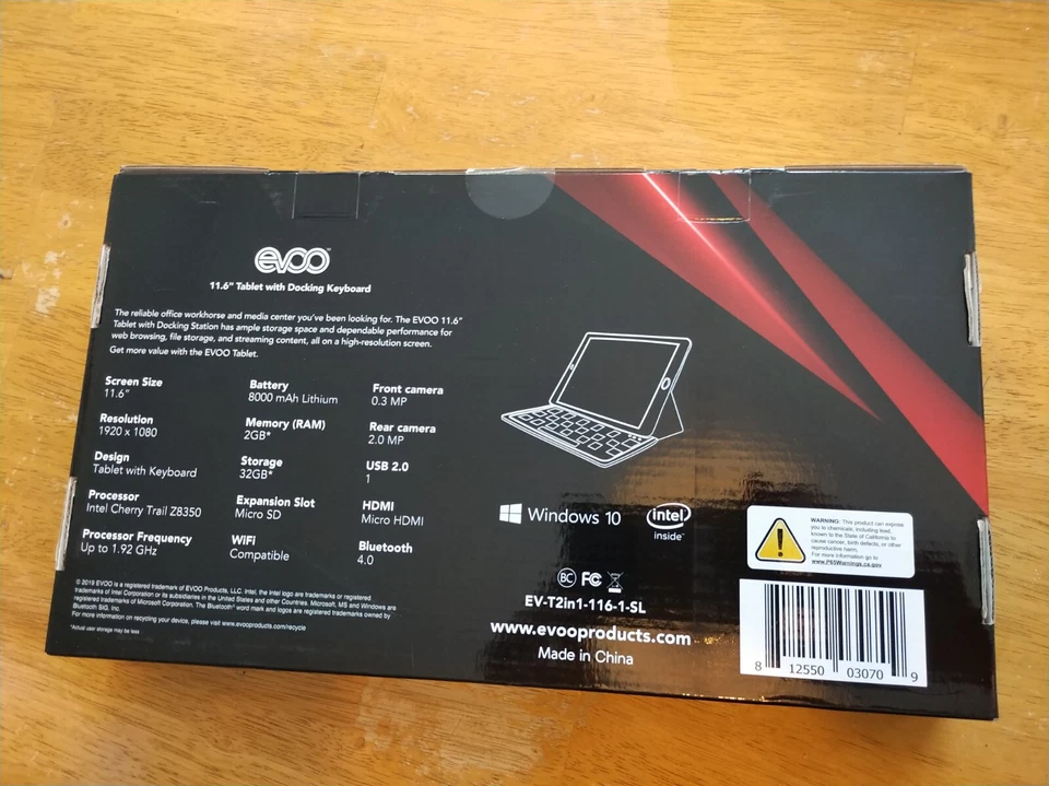 NEW 11.6" Windows 10 Tablet w/Keyboard Full HD 1080p 2GB RAM 32 GB Storage - Image 3 of 4