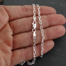 3.1mm Anchor Chain Necklace - 925 Sterling Silver -16" 18" 20" 22" 24" 30" Italy
