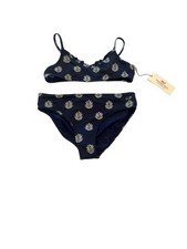Vineyard Vines Girls 2 pc Bikini swimsuit Sz 14 Bottom 10-12 Top Blue White Palm
