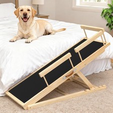 Dog Ramp for Couch Bed Car - 55in Wooden Pet Stairs for Small Large Old Dogs  C