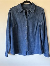 Boden Womens Denim Shirt UK 14 US 10 Button Up Blue Top Pleated Shoulder