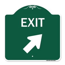 Designer Series Sign - Exit Sign Exit with Right Arrow | Green & White 18" X ...