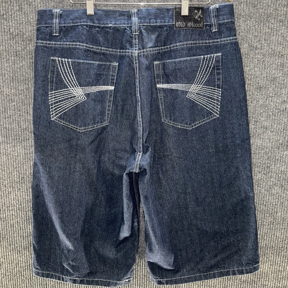 Pantalones Cortos De Colección Old Skool Urban Wear Para Hombres 36 Y2K Denim Bordado Hip Hop Jean Foto 2 de 4