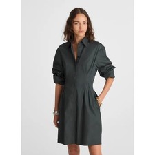 NWT Madewell Tucked Mini Shirtdress Classic Minimalistic Green 12