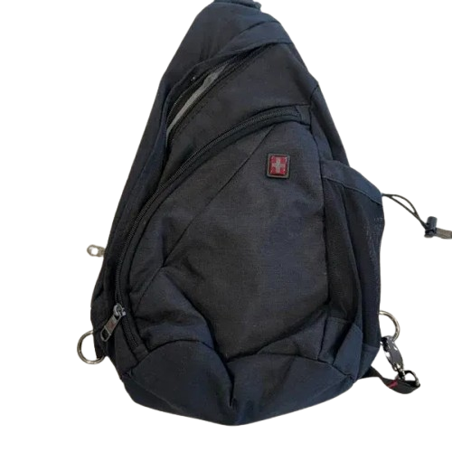 🎒 Swiss Tech Herren Sling Bag Crossbody Schulter Reise Brust Daypack Schwarz - Bild 1 von 5
