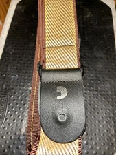 D'Addario Woven Tweed Guitar Strap Natural With Leather Tips