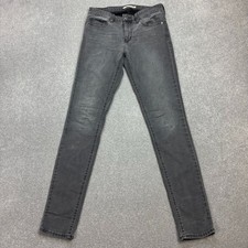 Levis 711 Jeans Womens 28x32 Grey Black Tab Denim Light Wash Skinny Lady