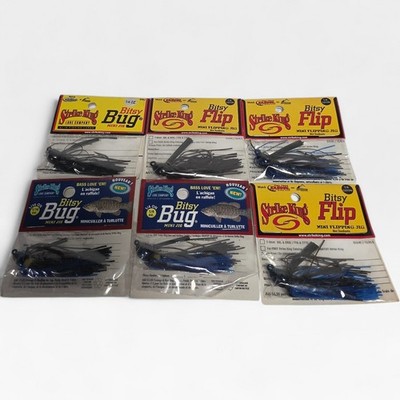 LOT OF 6 NEW Strike King Bitsy Bug Mini Jig 1/4 OZ BLACK BLUE BASS FISHING