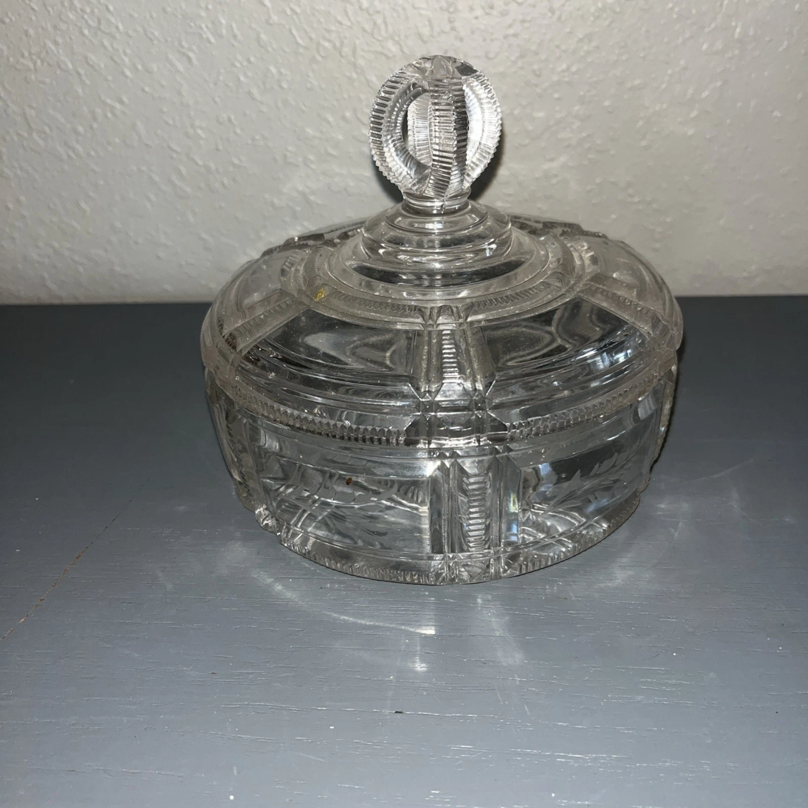 Antique Duncan & Sons Glass Cryptic Zipper Nova Scotia Ribbon Stars Butter Dish