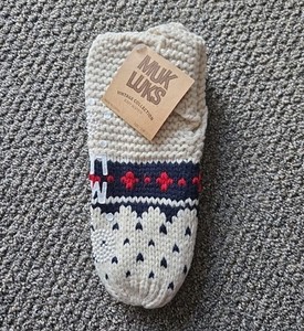 Muk Luks Knit Bootie Women's Size S/M 5-7 Vintage Collection Socks Grips Cream