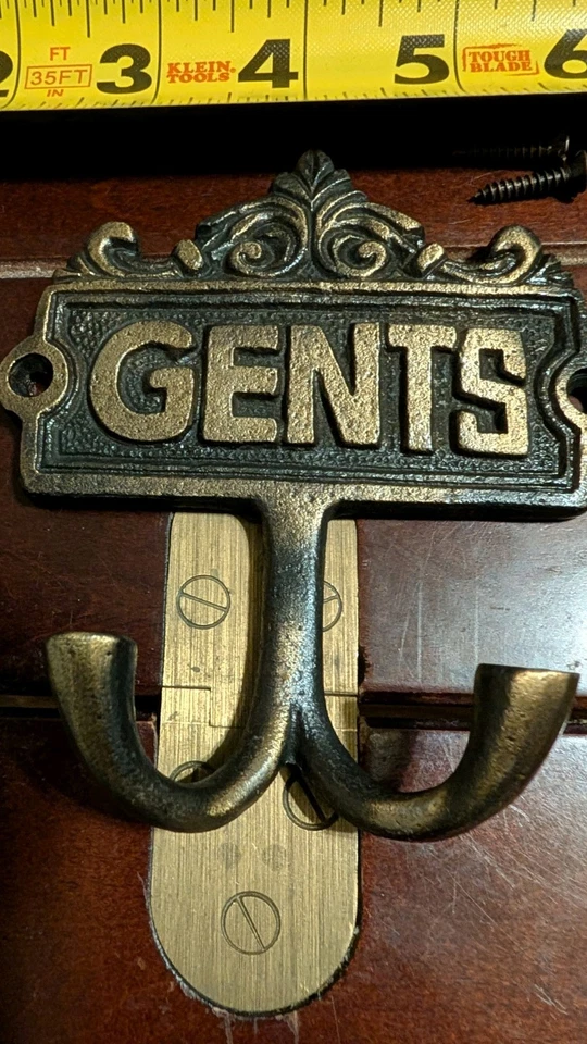 Ladies & Gents Bathroom Door Hooks Antiqued Finish Victorian Cast Iron (034) - Image 3 of 4
