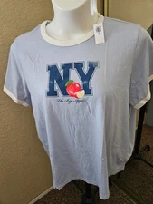 BRAND NEW:  Women's OLD NAVY Size XXL Blue "NEW YORK" Round Neck 100% Cotton Tee