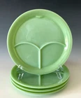 Set/4 Fire King Jadeite Divided Plates w/ Tab Vintage Oven Ware Restaurant Grill