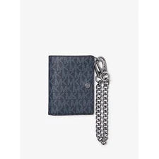 Michael Kors Men's Zip Billfold Logo Wallet & Chain Admiral Blue