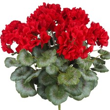 Artificial Geraniums Flowers for Outdoors Silk Geraniums Bushes UV Resistant ...
