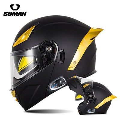 Dot Approved Flip up Motorcycle Helmet Built Camera Bluetooth Intercom Headset