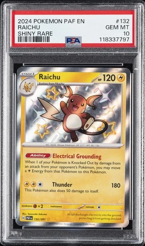 2024 POKEMON PAF EN-PALDEAN FATES SHINY RARE #132 RAICHU PSA 10