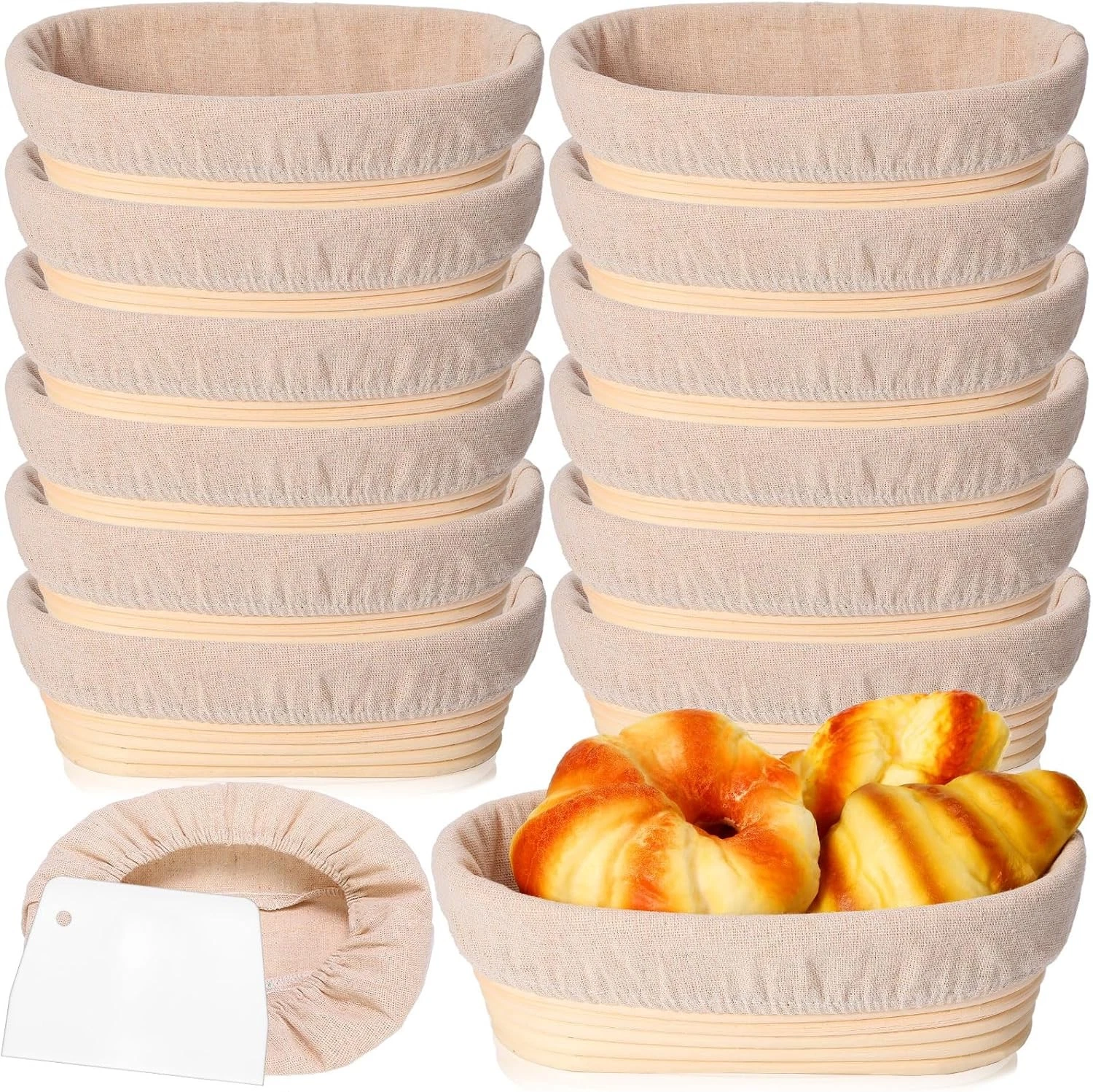 12 Set Bread Proofing Baskets Oval Shaped Banneton Dough Proofing Bowls Kit
