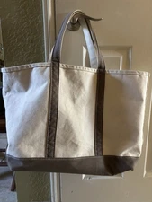 Vintage LL Bean Boat And Tote Mocha/Brown Large Canvas Bag 90s
