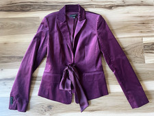 Ann Taylor Purple Velvet Blazer Jacket Romantic Whimsigoth Gothic Chic Bow Sz 2