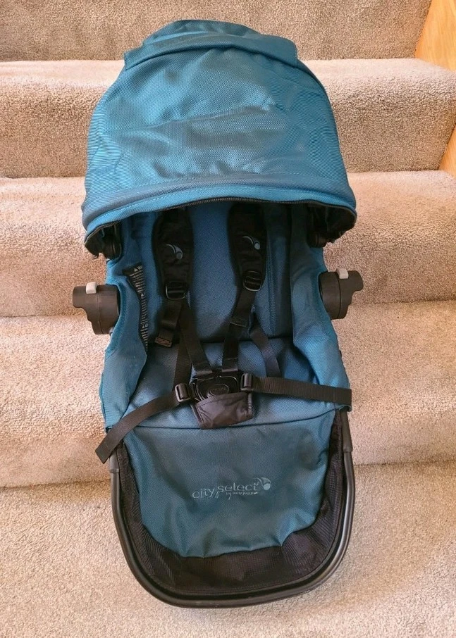 Complete Baby Jogger City Select seat TEAL / BLUE BLACK FRAME. GUC!