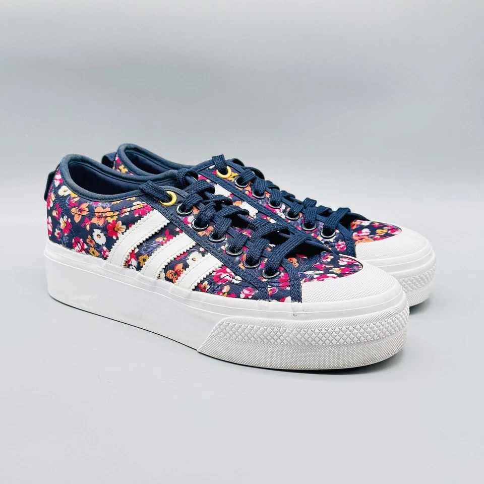 Adidas Shoes Womens 8.5 Blue Floral Nizza Platform HER Studio London Sneakers - Image 2 of 4