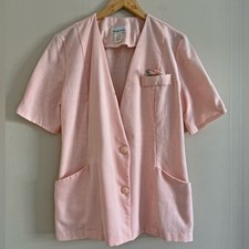Vintage Pink Tailored Blouse Button Front USA Made Size 14 Cottagecore