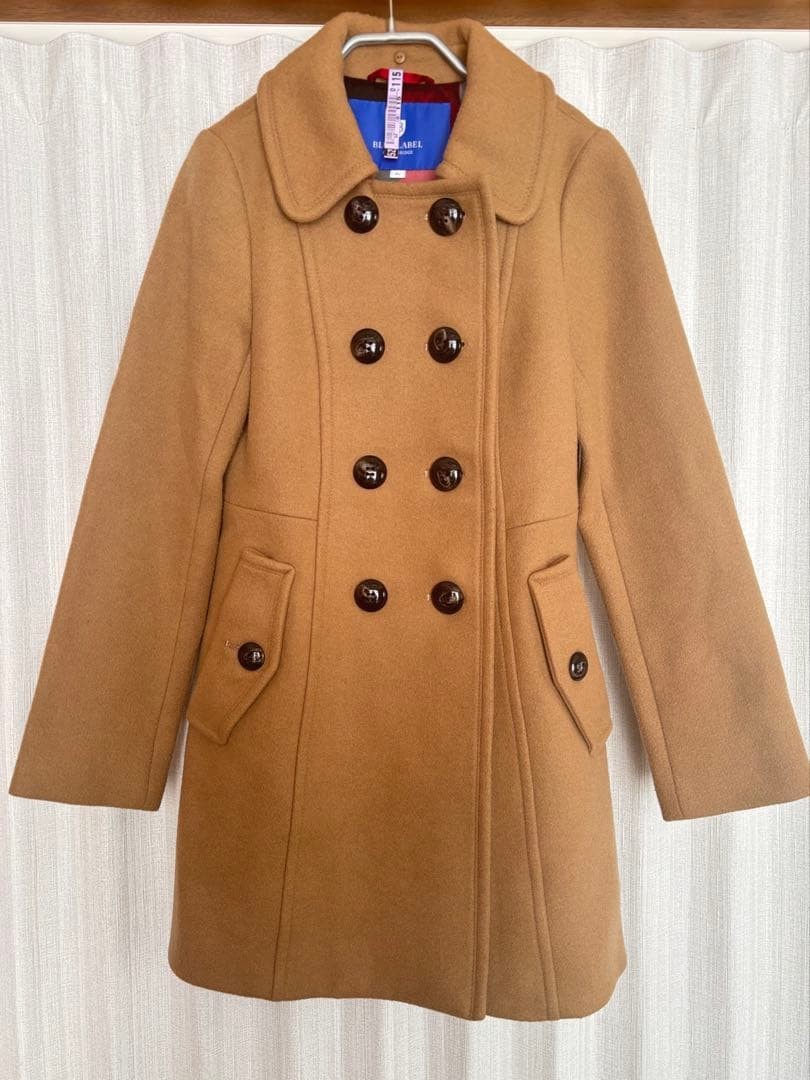 BURBERRY Blue Label Double Pressed Wool Coat Camel Size 36 Auth From Japan RIN