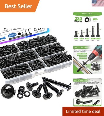 mxuteuk 230PCS #8 Self Tapping Screws,410 Stainless Steel Self Tapping Screws...