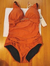 NWT Gottex Profile Women's Terra Cotta  1pc Swimsuit,  Size 14 D Cup
