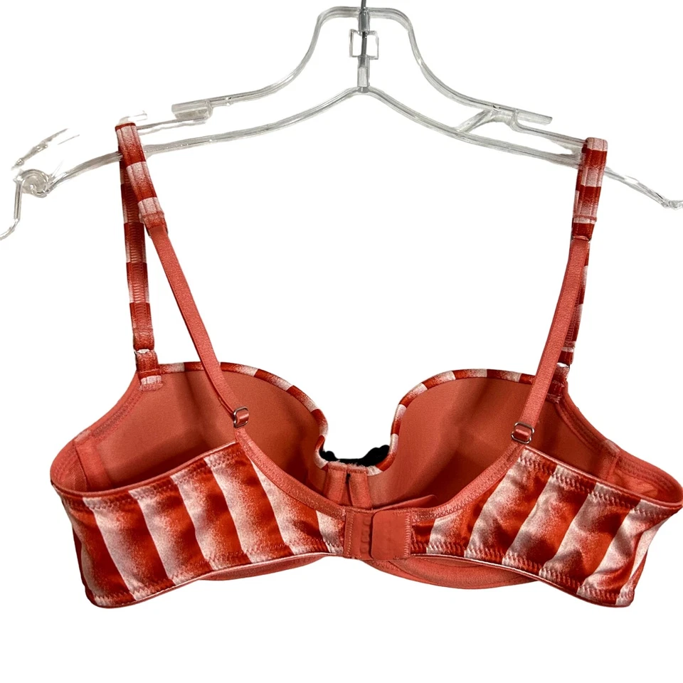 Pleasure State White Label Bra Womens Size 34B Red Stripe Black Lace SAMPLE - Image 2 of 4