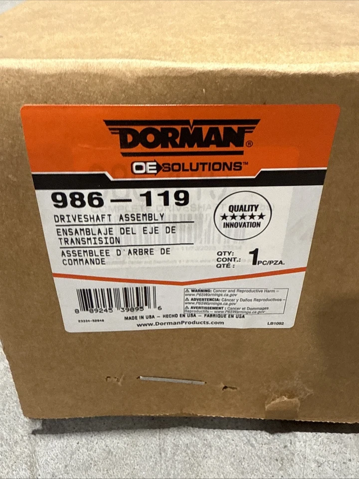 Eixo de transmissão Dorman 986-119 serve 85-87 Toyota Corolla novo - Imagem 2 de 3