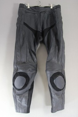 WEISE SCHWARZE LEDER BIKER HOSE + KNIEPANZER/SCHIEBER GRÖSSE 18: TAILLE 36/BEIN 30''