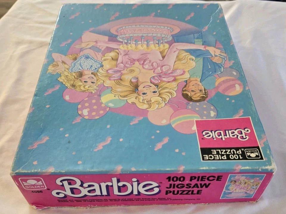 Barbie Vintage 1989 Golden 100 Pc Happy Birthday Puzzle W/ Barbie Ken & Skipper - Image 3 of 4