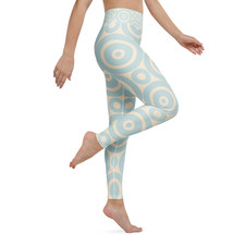 Women's Blue Circle Pattern Leggings Yoga Lounge UPF 50 Stretch Waistband
