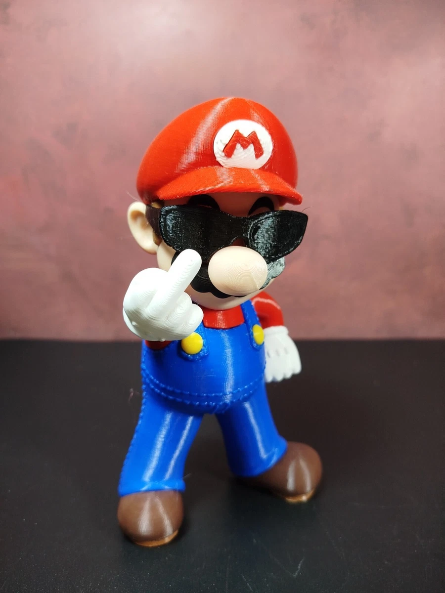 Figura de Mario Bros haciendo una Peineta " Fuck You " con gafas 17 cm