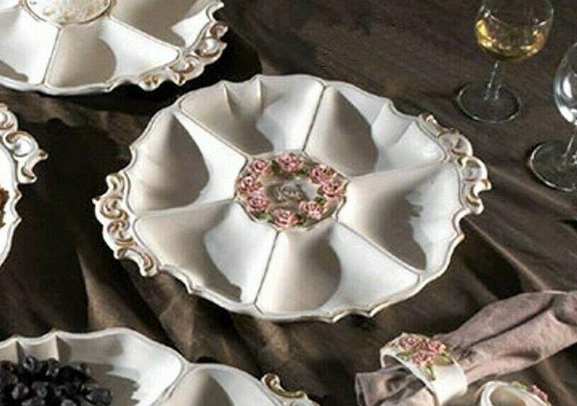 Piatto da snacks con scomparti vassoio per aperitivo in Porcellana Capodimonte