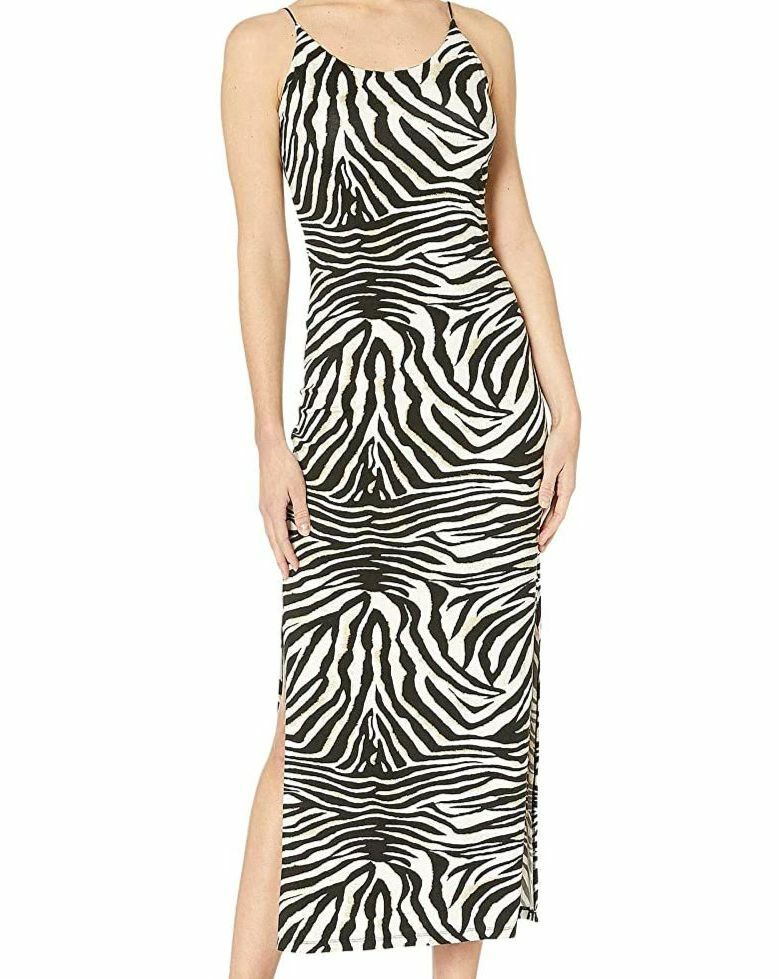 $200 Bardot Women's White Zebra Printed Sleeveless Scoop Back Maxi Dress Size L