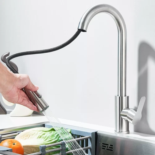 Silver Kitchen Faucet Extendable Shower Faucet Kitchen 360° Sink Faucet UK - Picture 9 of 14