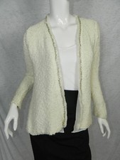 ZARA Blazer Size Small White Tweed Open Front Lined Chain Detail Sheer