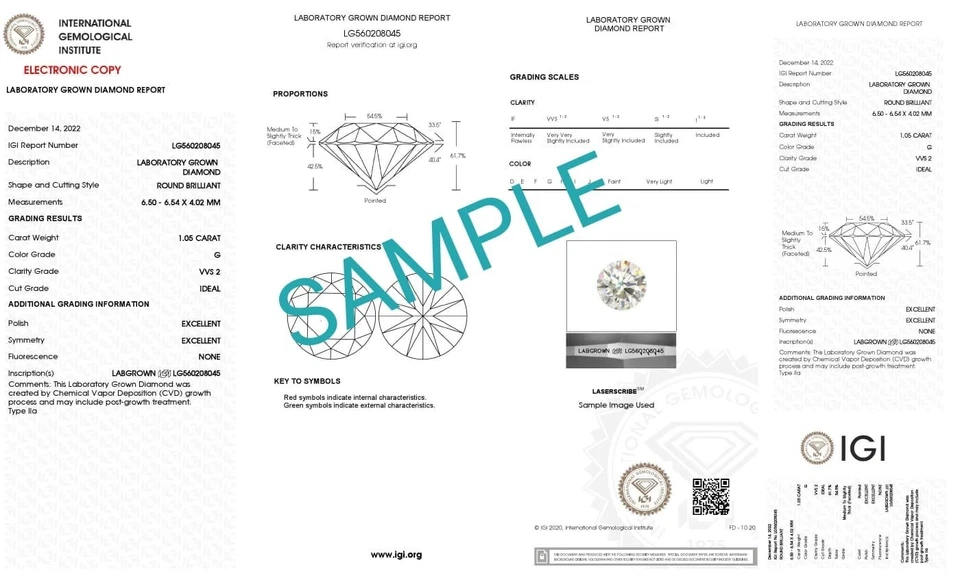 3 Pcs IGI Certified Loose Diamond Round Lab Grown CVD diamond 1.50 tcw D VS1 - Image 2 of 4